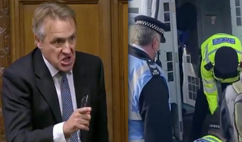 Absolute disgrace, un-British! Tory rages after seeing elderly anti-lockdown protester arrested