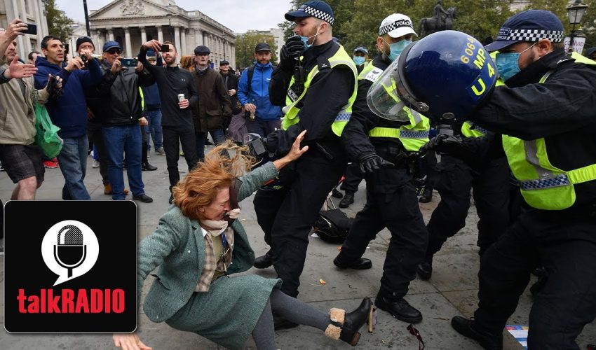 Woman slammed to the ground by police during anti-lockdown protest